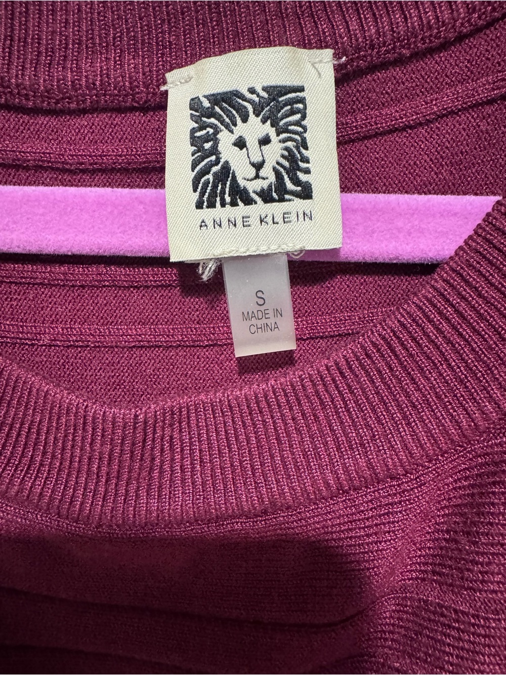 Anne Klein Maroon Button-Sleeve Ribbed Knit Top - Picture 3 of 3